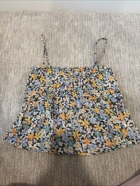 American Eagle Outfitters Black Floral Smocked Shirt